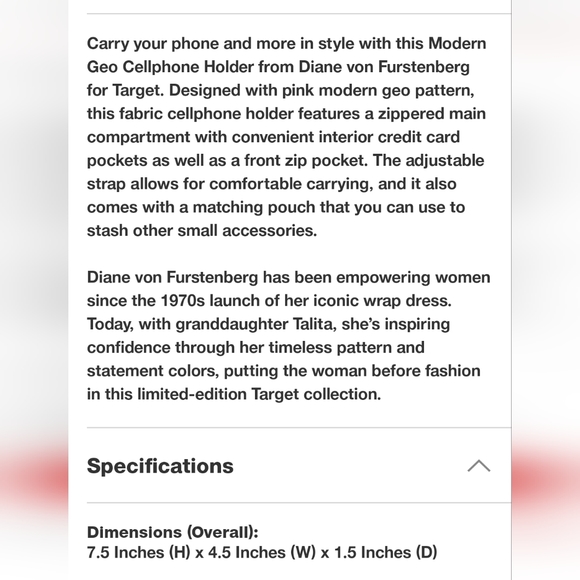 DVF Diane Von Furstenberg X Target Pink Modern Geo Cellphone Holder - Picture 4 of 5